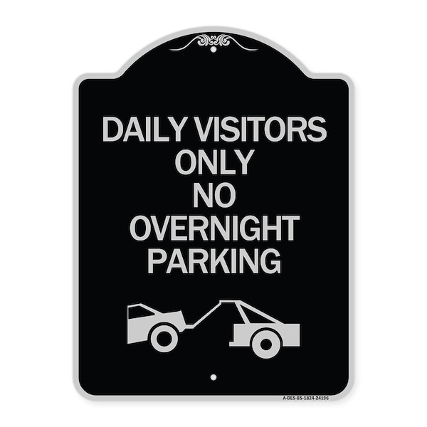 Signmission Day Visitors No Overnight Parking W/ Graphic Heavy-Gauge Aluminum Sign, 24" x 18", BS-1824-24196 A-DES-BS-1824-24196 - main